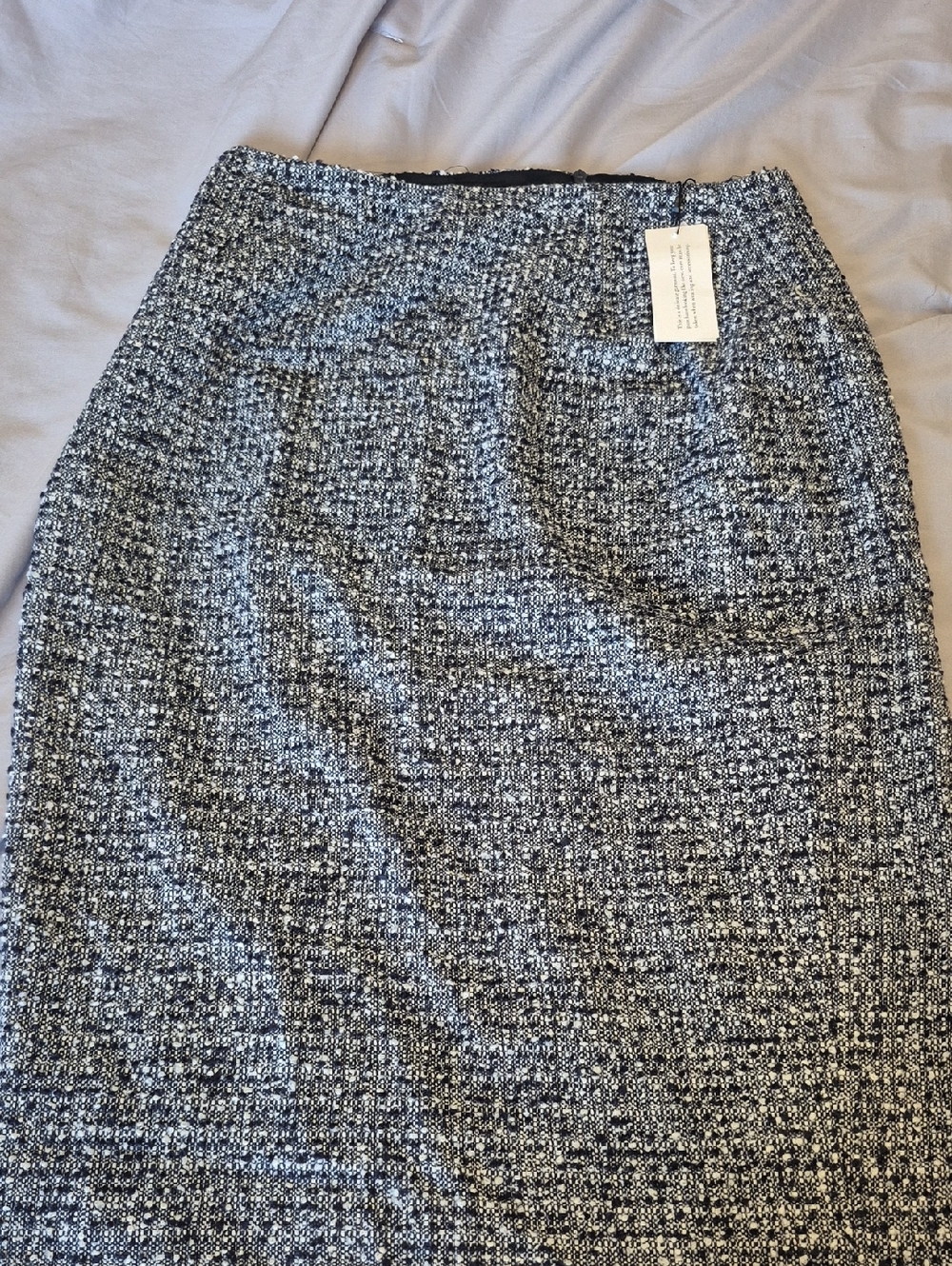 LK Bennett Navy Blue & White Tweed Pencil Skirt Size 12 US
